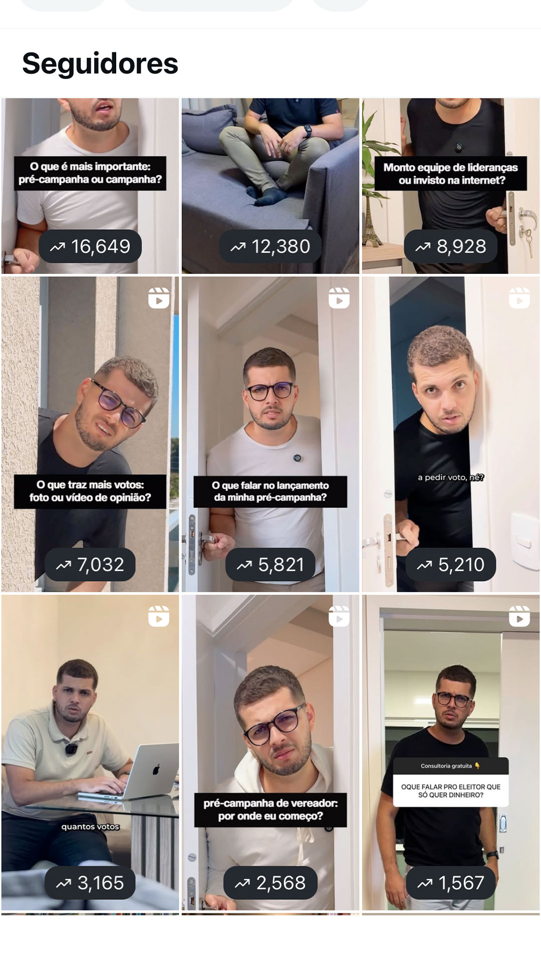 9 vídeos que trouxeram 63 mil seguidores