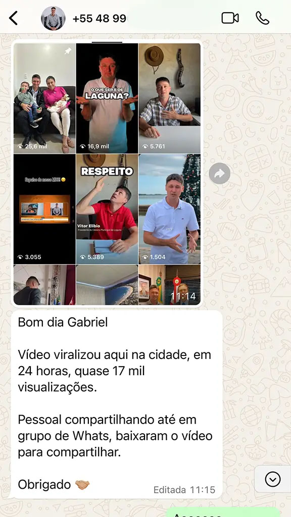 Vitor Elibio depoimento WhatsApp